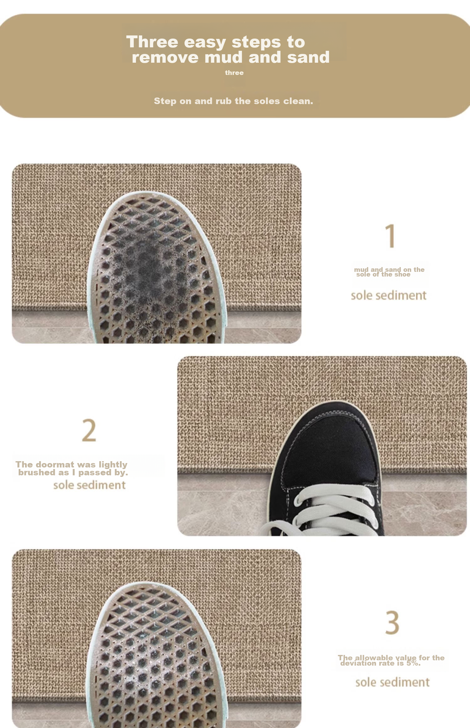 Qimian Entrance Mat, Simple Solid Color Non-Slip Dirt-Resistant Foyer Doormat, Sandalwood, 80*120cm 8