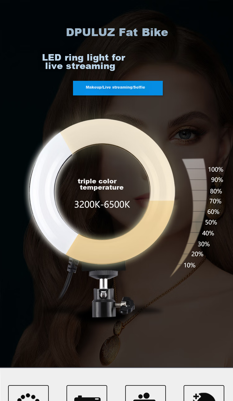 Pangniu Circular LED Fill Light, Live Streaming Beauty Light, PU377 Portrait Photography Continuous Light, Photo Continuous Light, 12cm Tri-Color Temperature, Douyin Live Streaming Equipment Fill Light 1