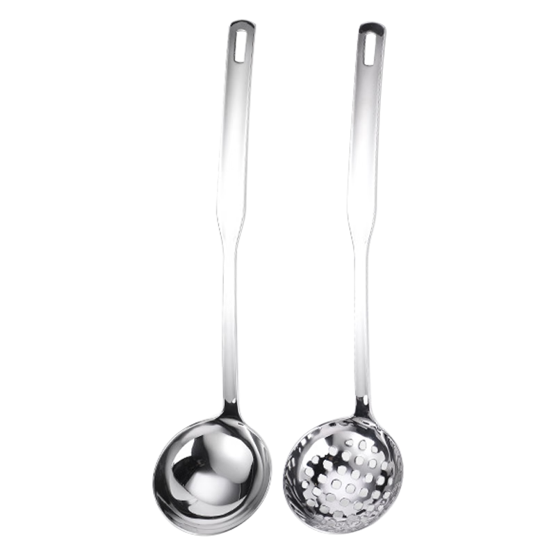 Banwushenghuo Stainless Steel Soup Ladle, 304 Hot Pot Ladle Set, Small Soup Spoon, Strainer, Thickened Long Handle Porridge Ladle, Scoop, Filter Spoo
