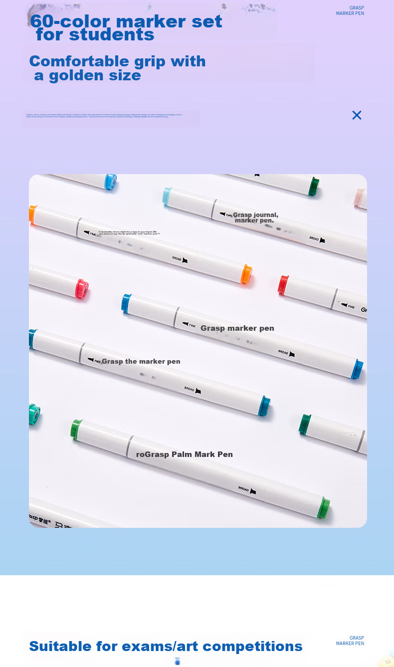 GRASP Double-Ended Alcohol Markers, 36 Colors, Quick-Drying, Student Hand-Drawn Triangular Barrel, Oil-Based Watercolor Pens, Anime Drawing Graffiti Pens, Watercolor Pens, Graduation Gift, Drawing Brushes 8
