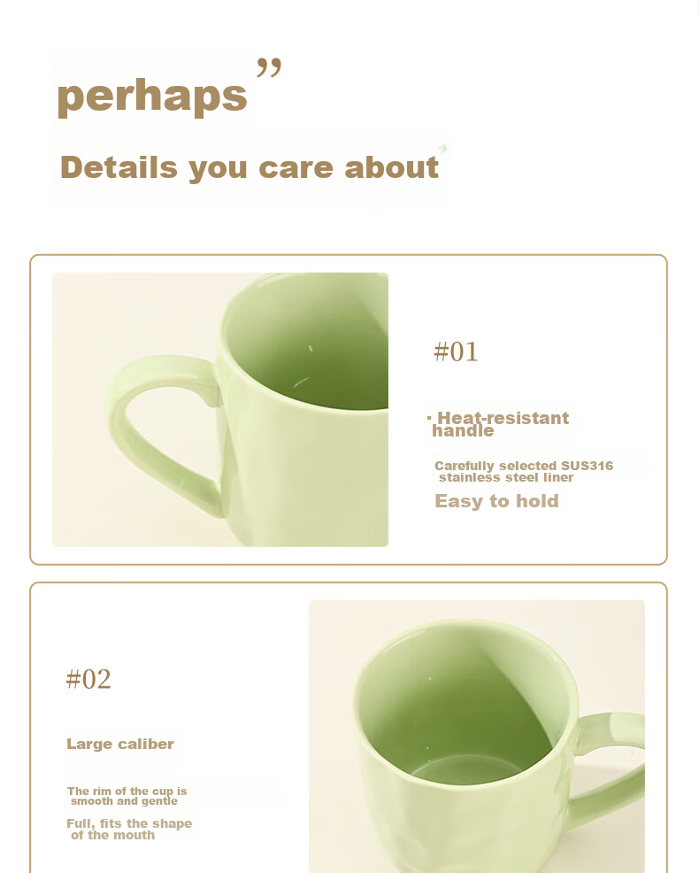 CAIZHI Mug Ceramic Cup for Home Use, Student Tea Infuser Cup, Office Coffee Cup Cream Yellow CZ6787 14