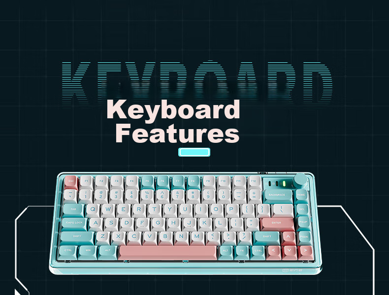 EWEADN V82pro Small Ice Sugar Wireless Bluetooth Tri-Mode Custom Mechanical Feel Keyboard, 82 Keys, for Office, E-Sports Gaming, Laptop Peripherals, Ivory White Wind Chrysanthemum Switch 3