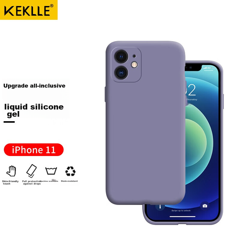 Чехол для iPhone 11 KEKLLE, силиконовый, серый, с защитой камеры