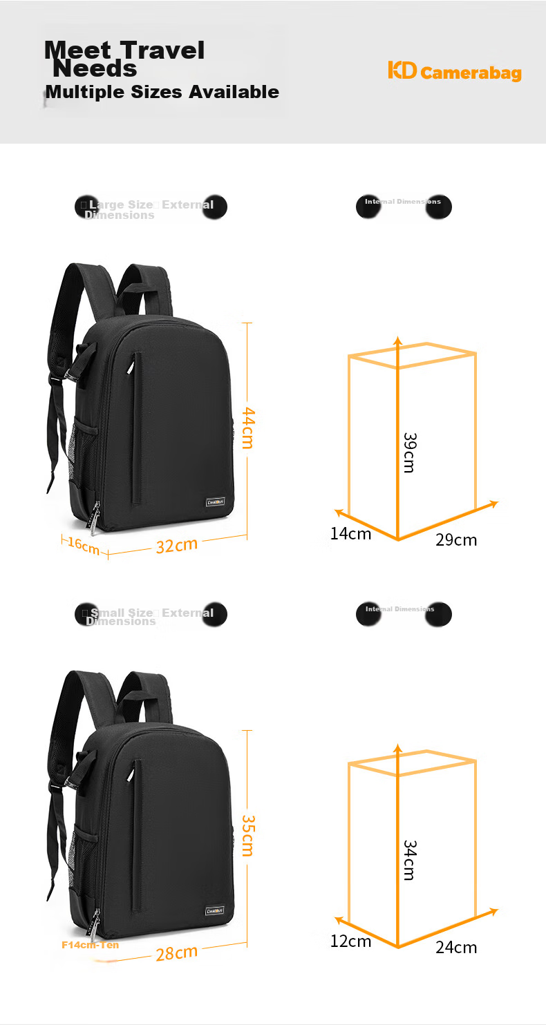 CWATCUN Camera Backpack, Portable Shoulder Bag for Canon Nikon Sony, Multifunctional Water-Resistant Shooting Bag 3