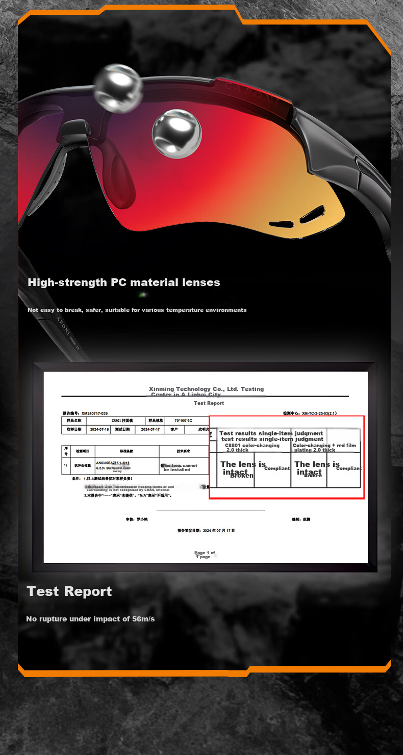 CAPONI Color-Changing Cycling Glasses for Men And Women, Sports Sunglasses, Day And Night Use, Outdoor UV Protection, Windproof Goggles 5