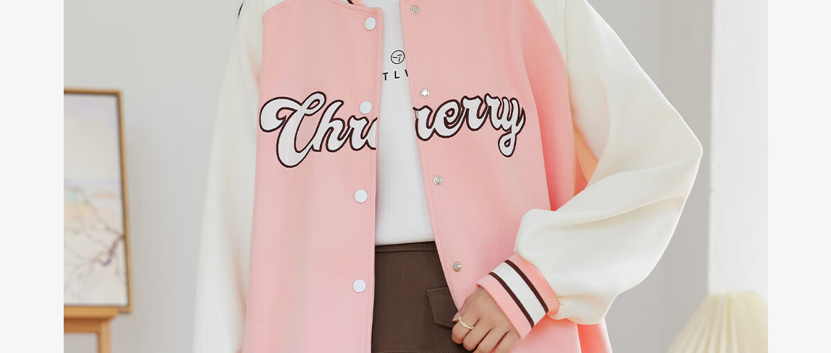 Halo Queen Women's Sweatshirt Jacket, Spring And Autumn Letter Baseball Shirt, Fashionable Casual Sports Top, New Product H143U2001 3