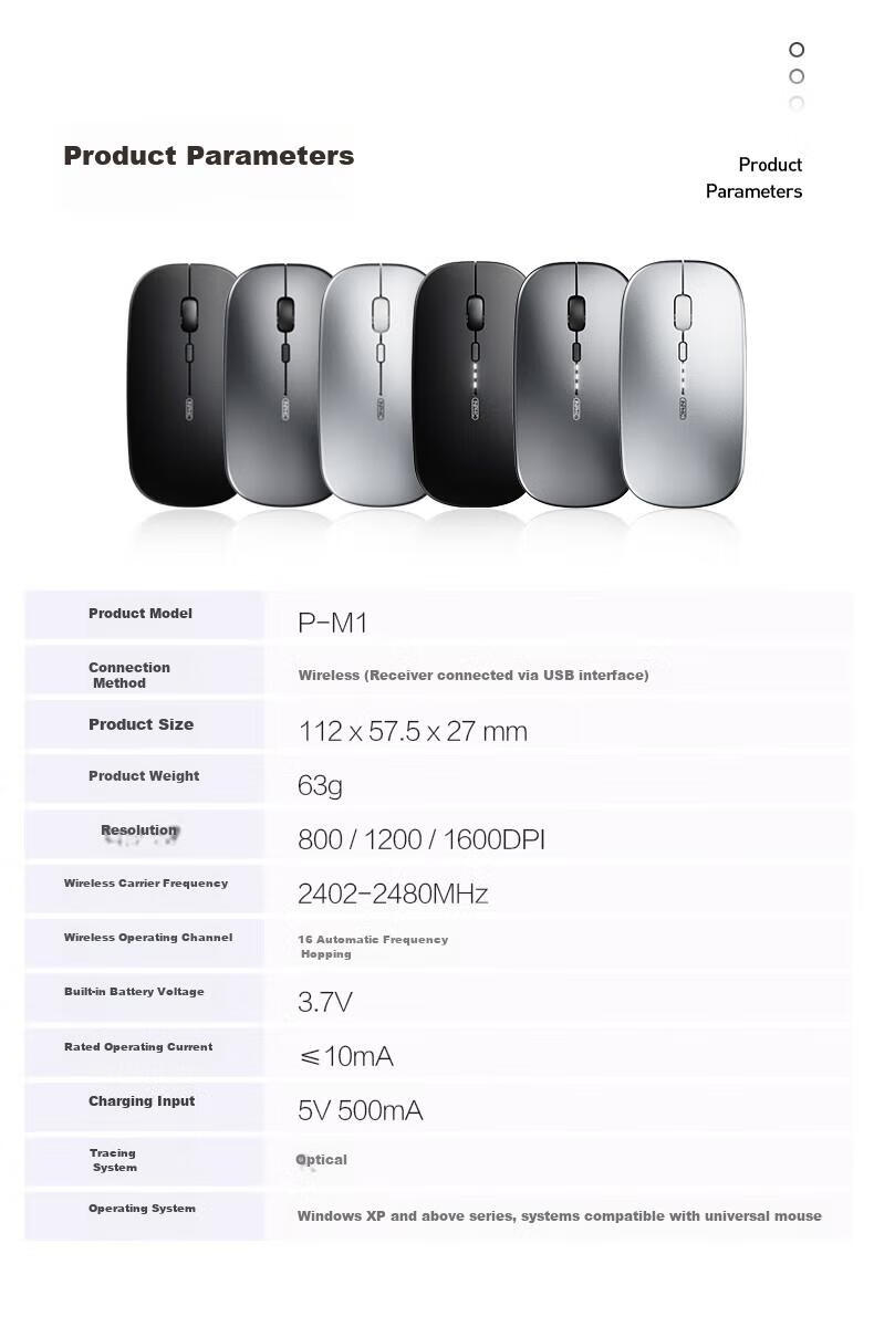 INPHIC M1 PRO Wireless Bluetooth Tri-Mode Rechargeable Silent Mouse with Battery Indicator, Compatible with Laptops, Bluetooth 5.0, Metal Gray 11