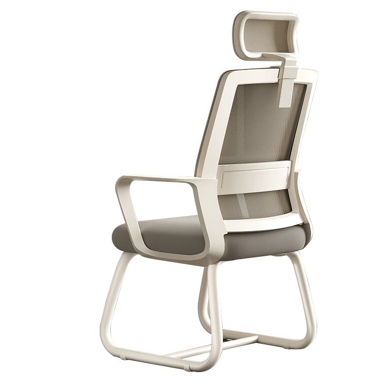 Huakaizhixing Chair Computer Chair Home Office Chair Bow-Shaped Chair BG162 White Frame Gray Mesh Foam Headrest Model
