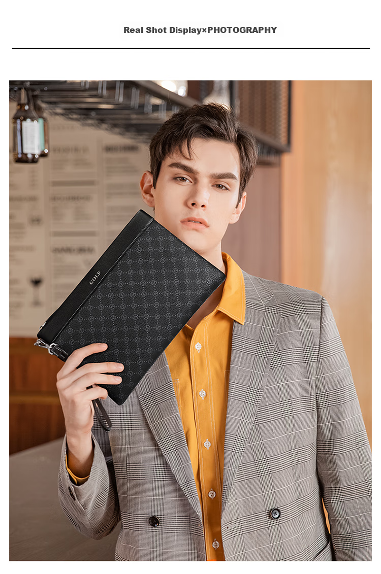 GOLF Men's Clutch Large Capacity Handbag with Multiple Card Slots Envelope Bag Long Wallet Gift for Boyfriend 12