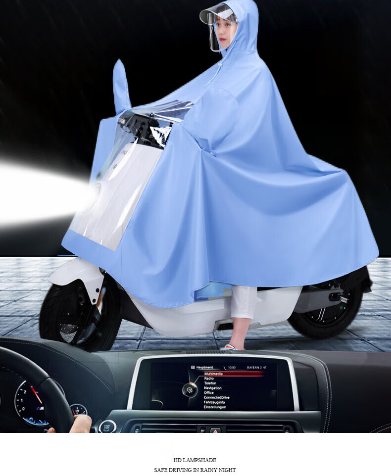 BWNK Electric Bicycle Raincoat, Cycling Poncho, Single-Person One-Piece Riding Raincoat, Travel Rain Gear, Purple, 4XL 10
