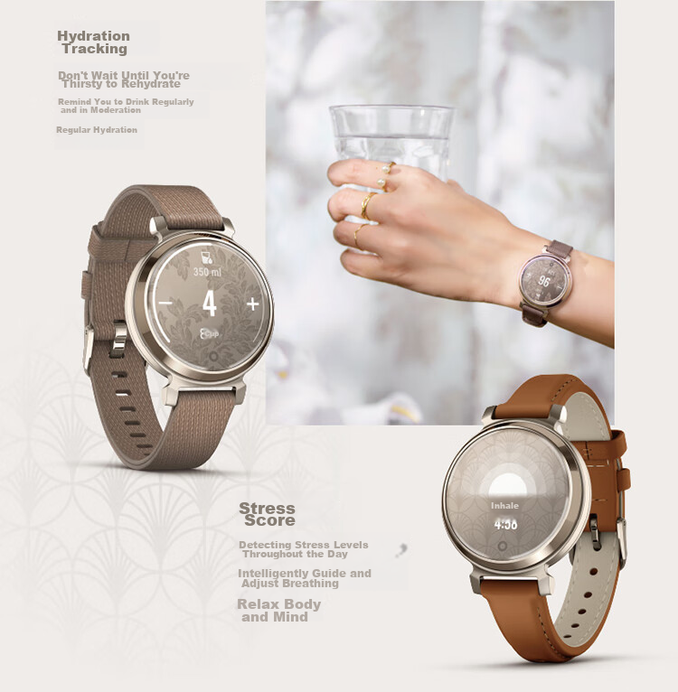 GARMIN Lily 2 Active Stylish Touchscreen Heart Rate And Blood Oxygen Running Outdoor Sports Smartwatch, Retro Gree 8