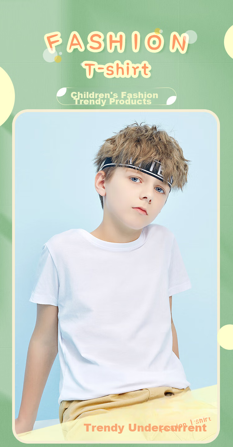 Nanjiren Children's T-Shirt, Boys And Girls Undershirt, Summer Round Neck Cotton White T-Shirt, Casual Versatile Short Sleeve for Older Kids, White, Size 110 1