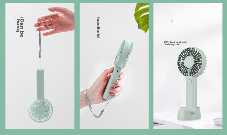 Shinee Handheld Mini Fan, Portable Personal Fan, Quiet And Low Noise, for Office, Student Desk, Dormitory, Outdoor Use, USB Rechargeable FSC-9 5