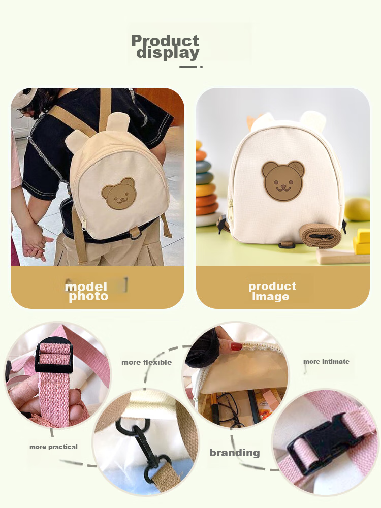 9I9 Anti-Lost Backpack, Kindergarten Schoolbag, Baby Double Shoulder Small Backpack, Large Capacity, for Boys And Girls, Korean Version A33 Bear 12