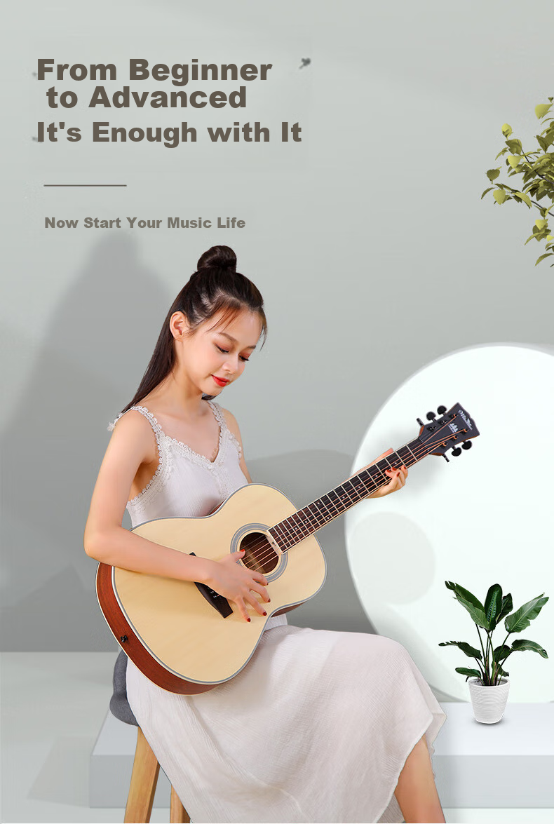 Minsine 38-Inch Natural Wood Color Matte Travel Guitar for Students, Beginners, Folk Guitar, Small Guitar for Men And Wome 1