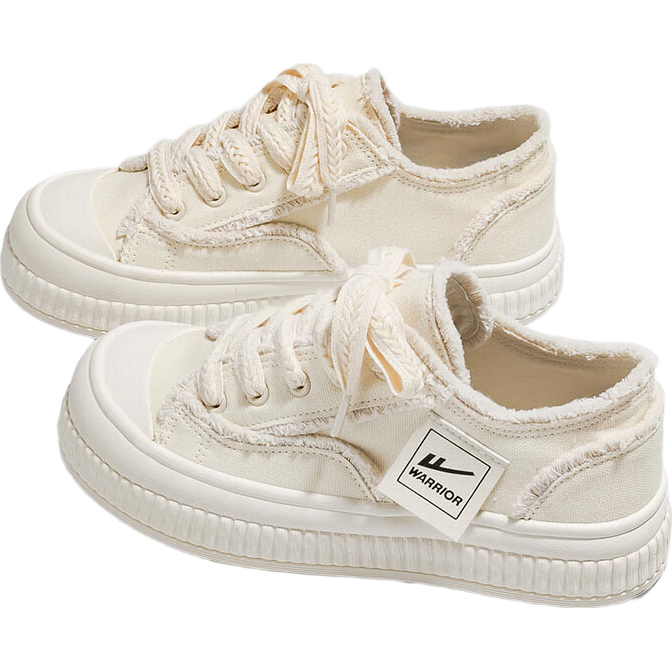 Huili Women's Canvas Shoes, Versatile Wheat Spike Casual Shoes, Student Sports White Sneakers, F249BR, Beige, Size 36