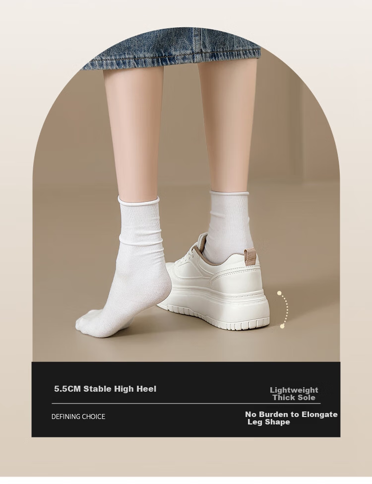 ZHR White Sneakers for Women with Height Increase, Thick Soles, Versatile, Simple, Casual Shoes, Fashionable Lightweight Women's Shoes KE17 Beige 35 1