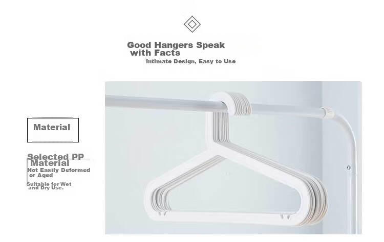 Ourunzhe Hangers, Plastic Seamless Non-Slip Drying Rack, Suitable for Both Wet And Dry Use, Simple Hanger Design, Small Clothes Support, Pack of 10 8