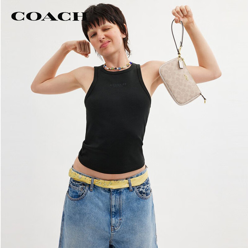 COACH [Brand Direct Supply] Women's NOLITA19 Small Handheld Mahjong Bag in Pink And White CW426 Gift