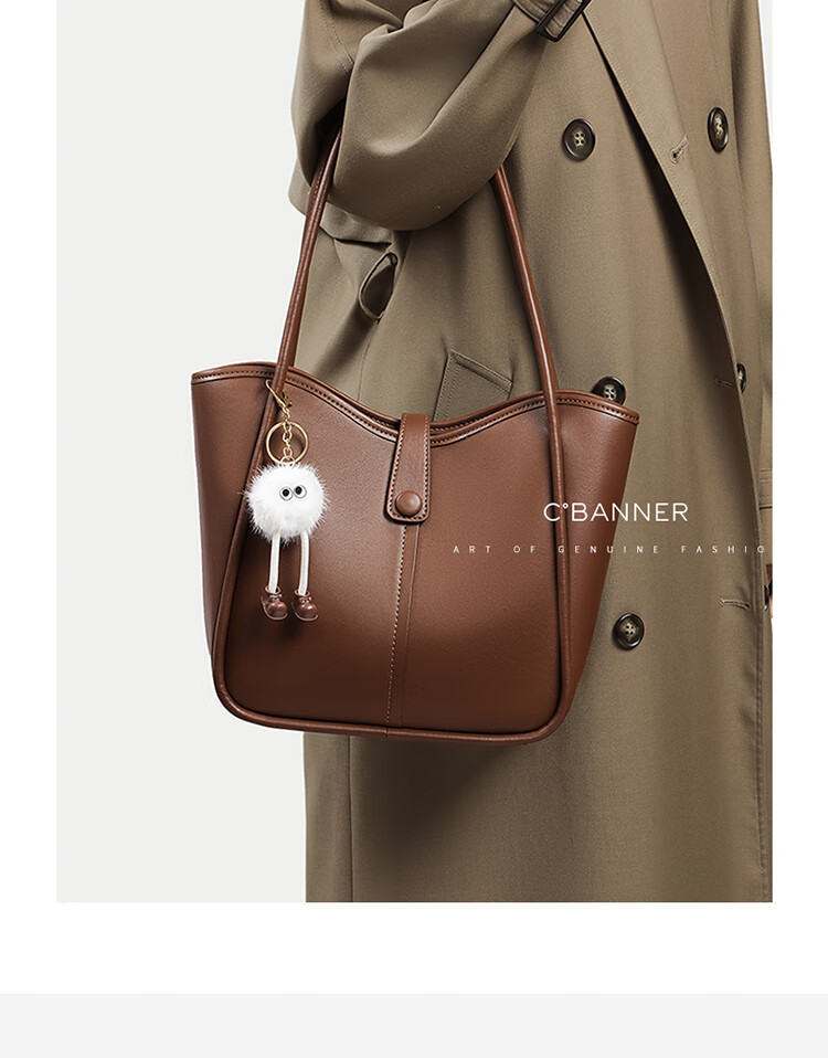 C.BANNER Leather Handbag, Women's Shoulder Tote Bag, Large Capacity Underarm Bag, Light Luxury Brand, Birthday Gift for Girlfriend on May 20 2