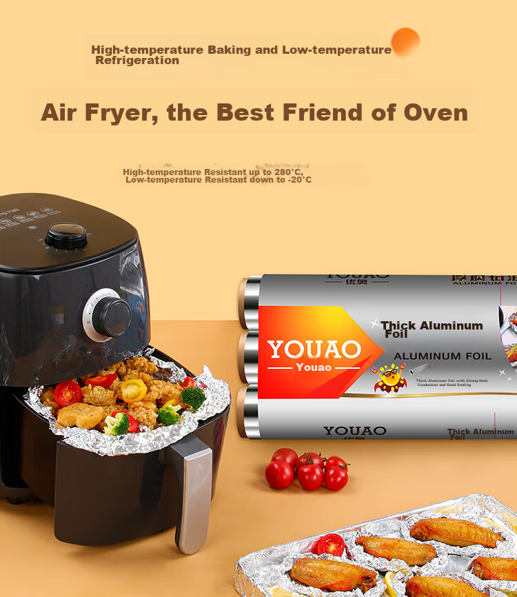 YOUAO Thickened Aluminum Foil, 30 Meters * 30cm, Air Fryer Paper, Oven Baking Paper, Barbecue Baking Kitchen, Water-Lock Freshness Antibacterial 10