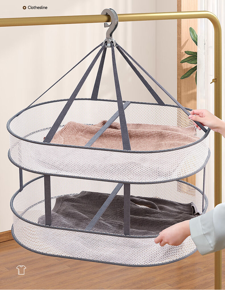 Jingxun Clothes Drying Rack, Laundry Hanger for Sweaters And Socks, Drying Mesh for Home Balcony, Extra Large Double-Layer 4