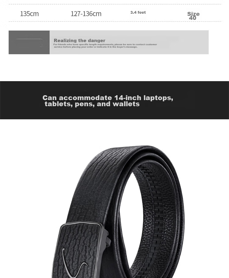 SATCHI Men's Belt, Business Light Luxury, Inner Wear Automatic Buckle, Top-Grain Leather Waistband, Gift for Boyfriend Or Husband, Gift Box 115 11