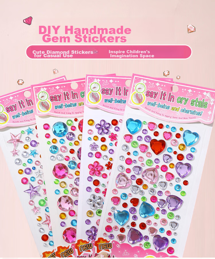 Danmiqi Children's Sticker Toys, Girls' Ddiy Diamond Large Gemstone Stickers, Crystal Sticker Toys, 20 Pieces 1