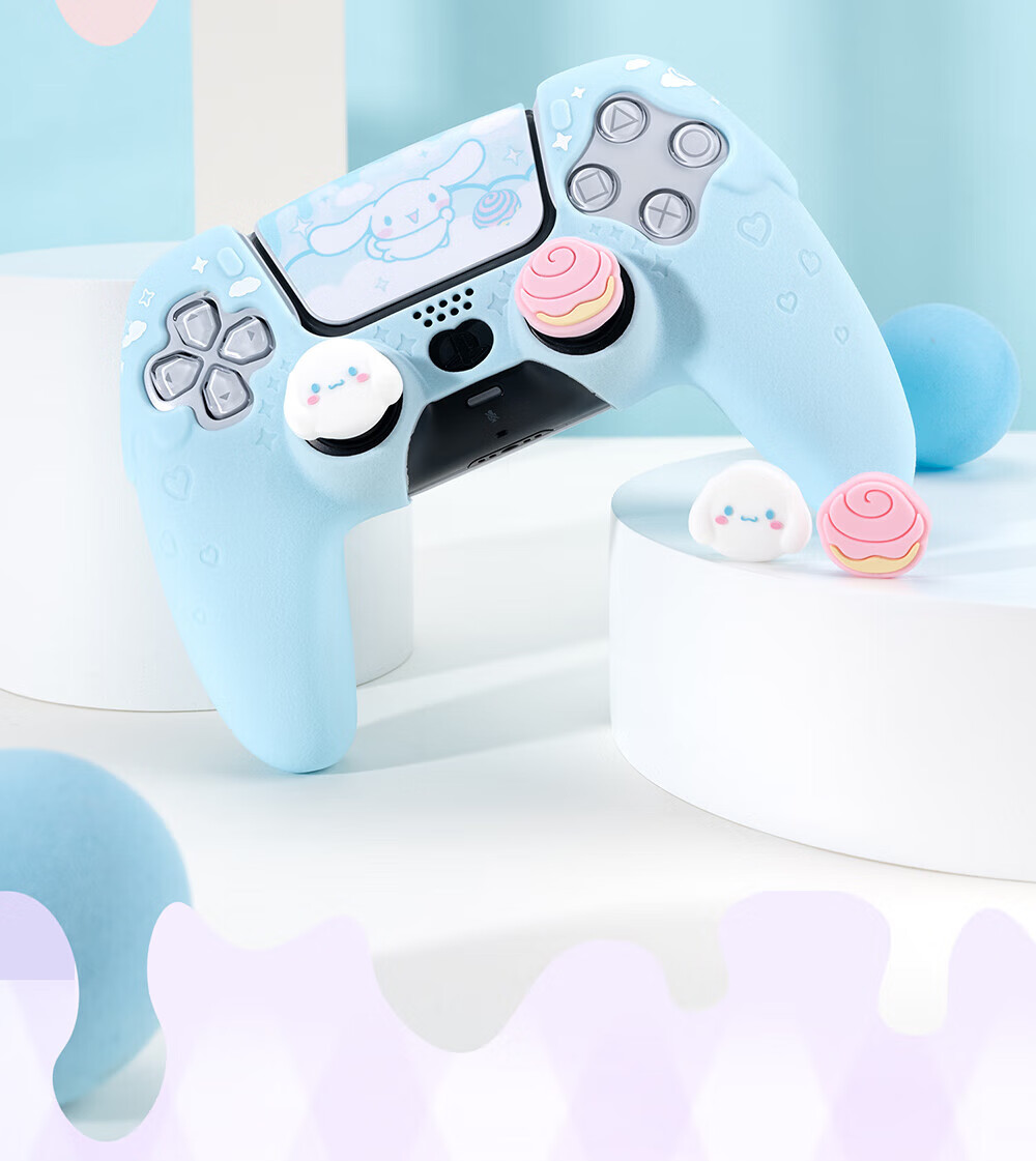 Jixiang PS5 Big Ear Dog Controller Cover, Silicone Case, Matching Joystick Cap, Button Cover, Full Protection against Drops And Dust, Game Peripheral, Sanrio Collaboratio 5