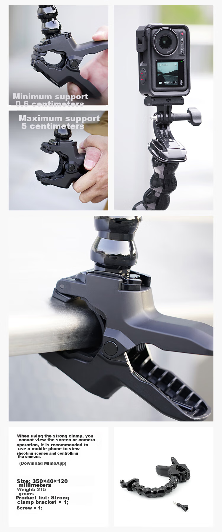 MAXCAM Suitable for DJI Osmo Action 6/5/4/3 Pro Action Camera, Car Nano Adhesive Suction Cup Glass Fixing Car Mount Accessory 17
