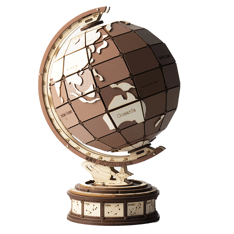 Rolife Globe Model Ornament DIY Handmade Assembly Adult Building Blocks Toy for Girls' Birthday Children's Teacher's Day Gift