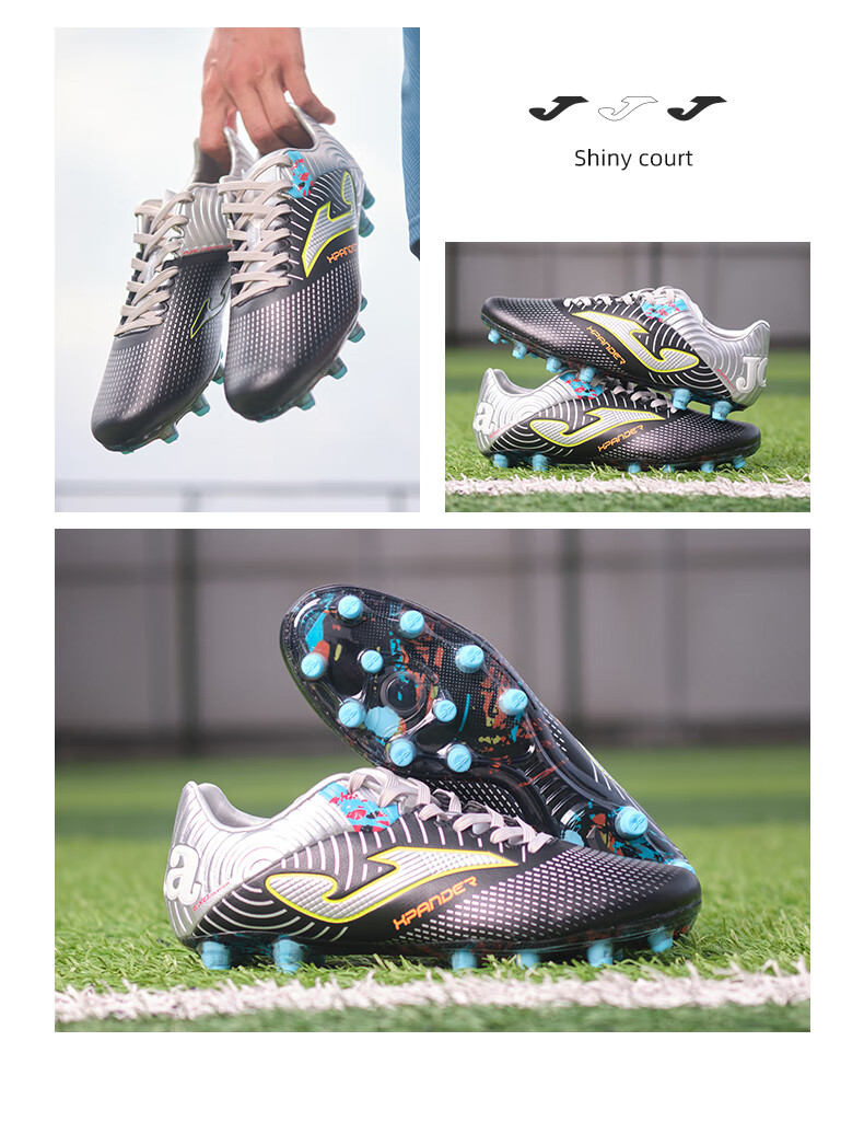 JOMA Spanish Soccer Cleats for Men, Adults And Youth, FG Long Studs, Non-Slip, Wear-Resistant, Professional Football Training Shoes, White And Silver, Size 43 19