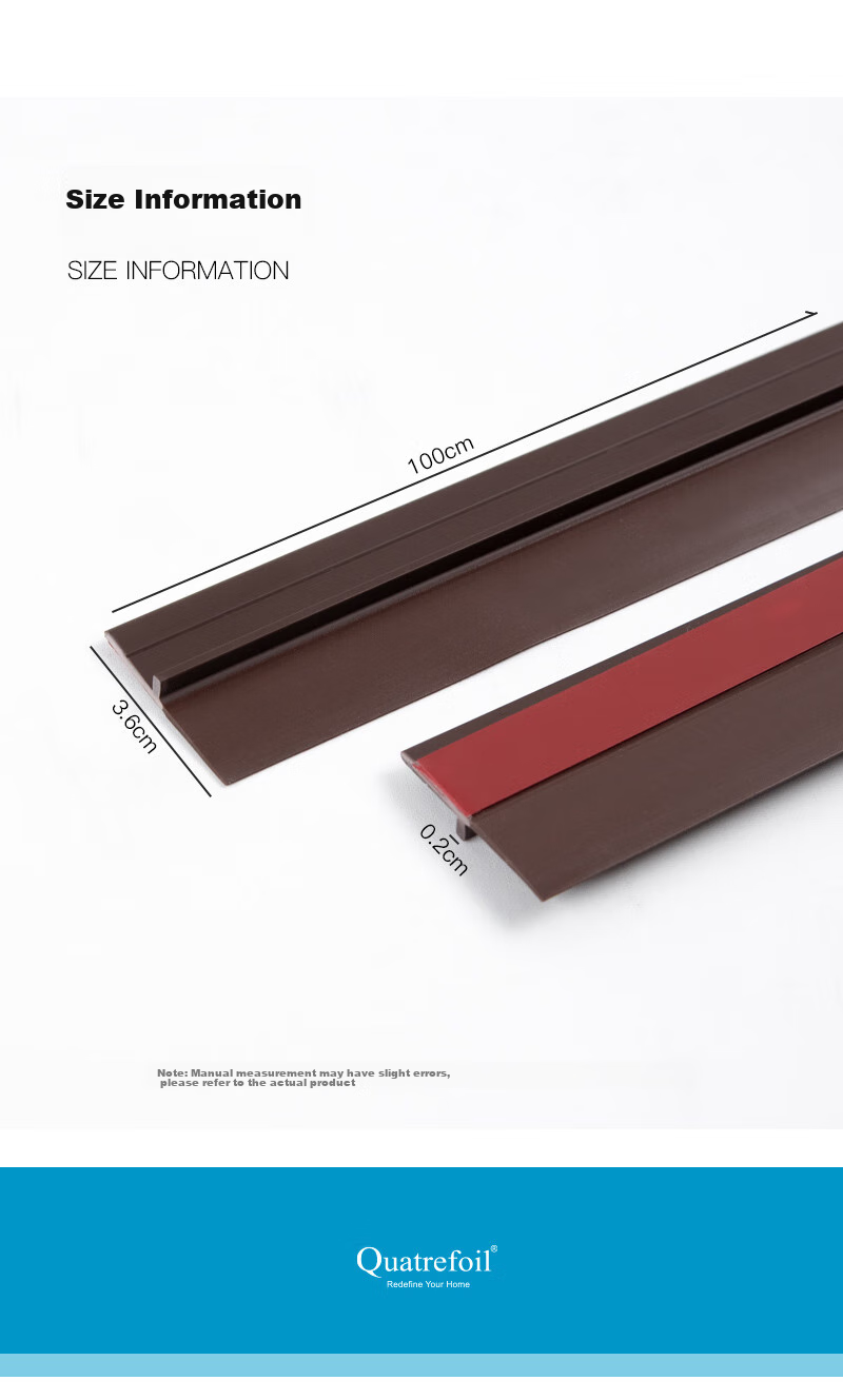 Quatrefoil Door Bottom Seal Strip, Door And Window Gap Windproof Strip, Door Seal Tape, Soft Bottom Brown, 3.6cm Wide * 1 Meter Long 9
