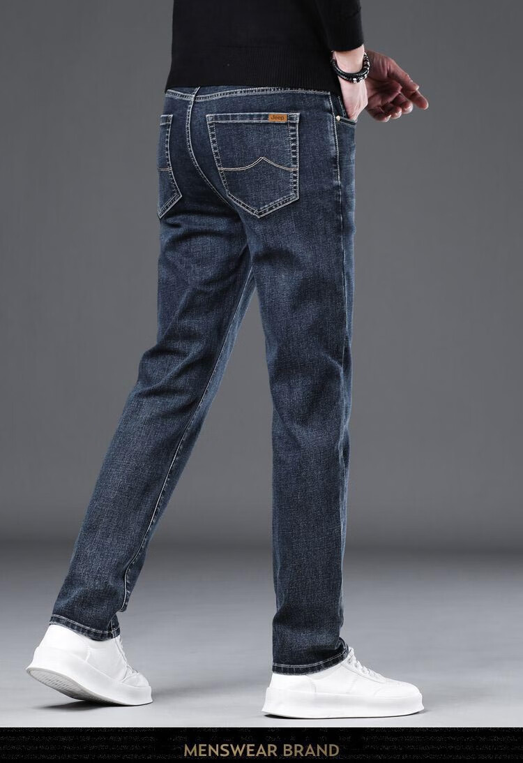 JEEP Spring New Fashion Straight-Leg High-End Men's Jeans, Trendy Pants for Men, 561 Blue, Size 30 11