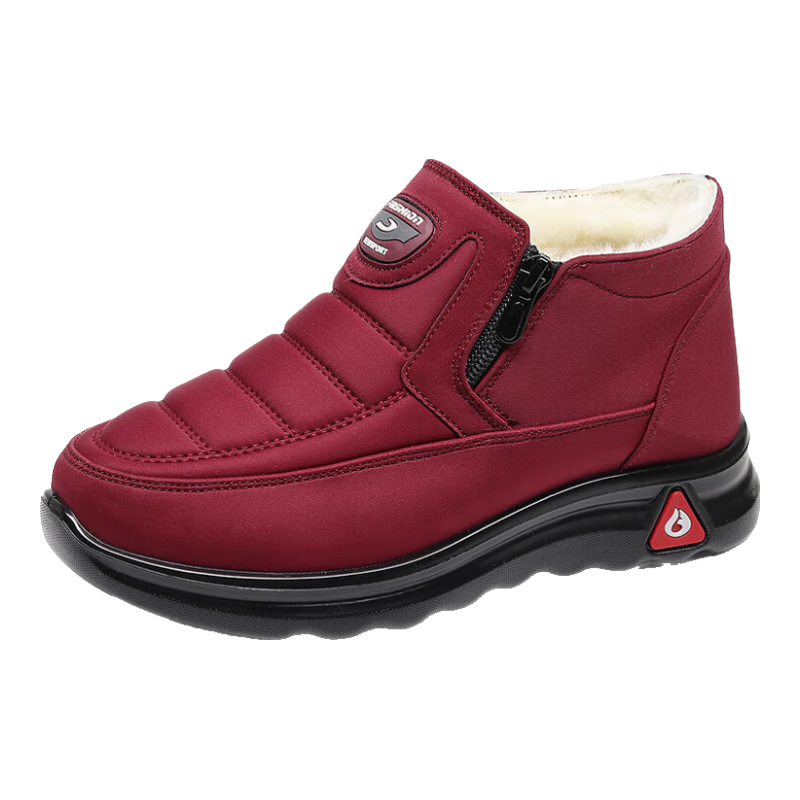 Ankang Winter Pure Wool Women's Cotton Shoes, Traditional Beijing Cloth Shoes, Warm Waterproof Boots for Elderly Mothers, 78990, Red, Size 36
