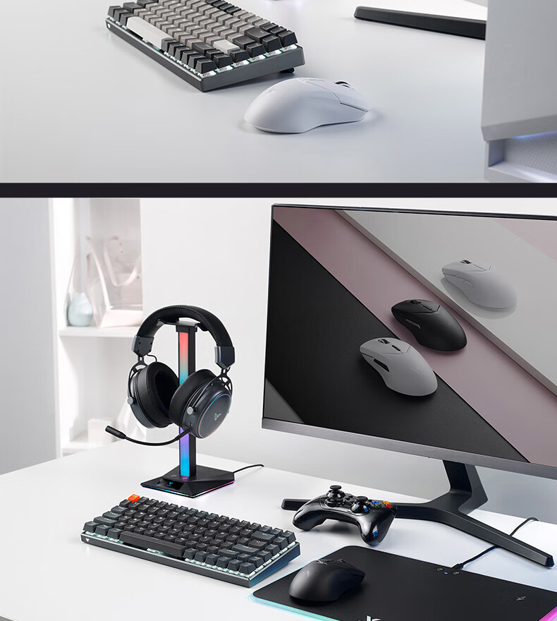 Rapoo VT9PRO V2 Large Hand Wireless/Wired Dual-Mode Gaming Mouse Lightweight PAW3955 Engine Delta Operation FPS PUBG Esports Black White 25