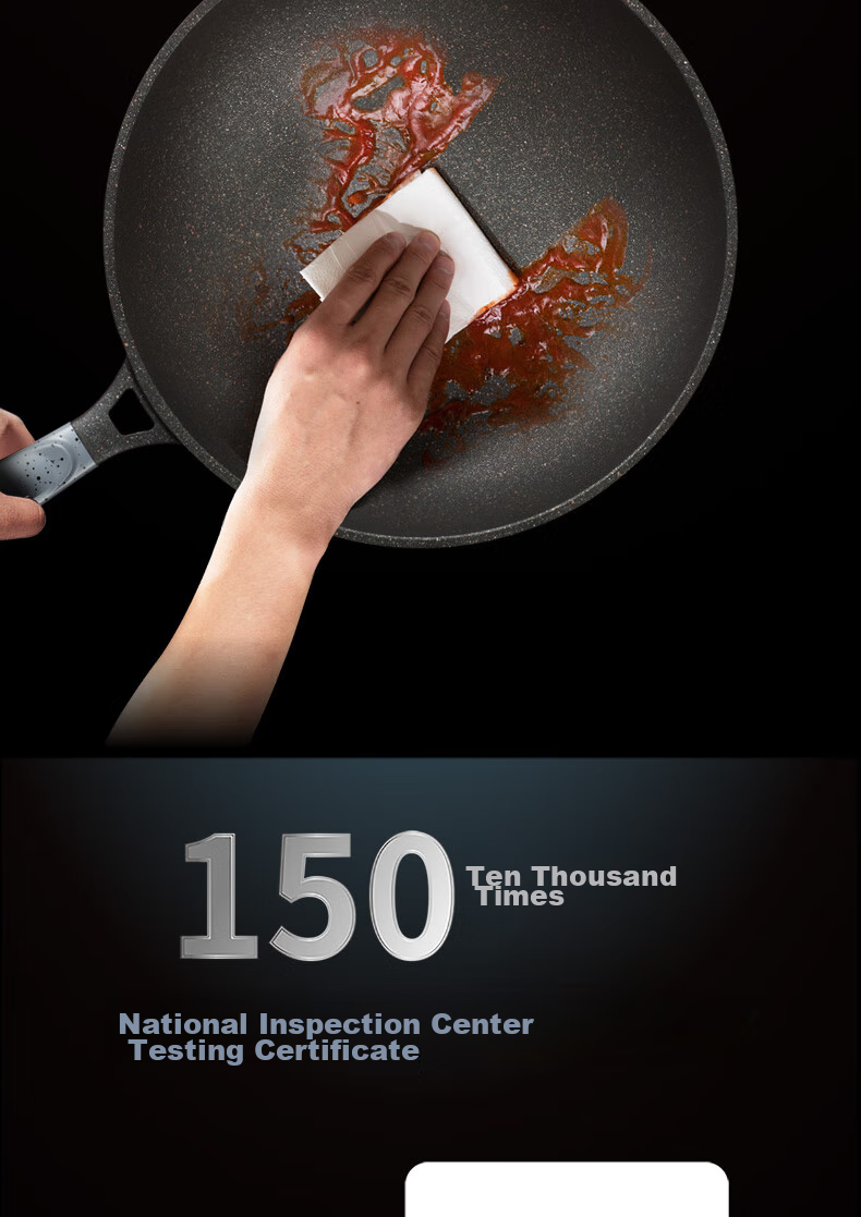 ASD Non-Stick Wok with Magic Stone, Smokeless Cooking Pan, Titanium Pot Compatible with Gas Stove And Induction Cooker, 28cm Suitable for 2-3 People 14