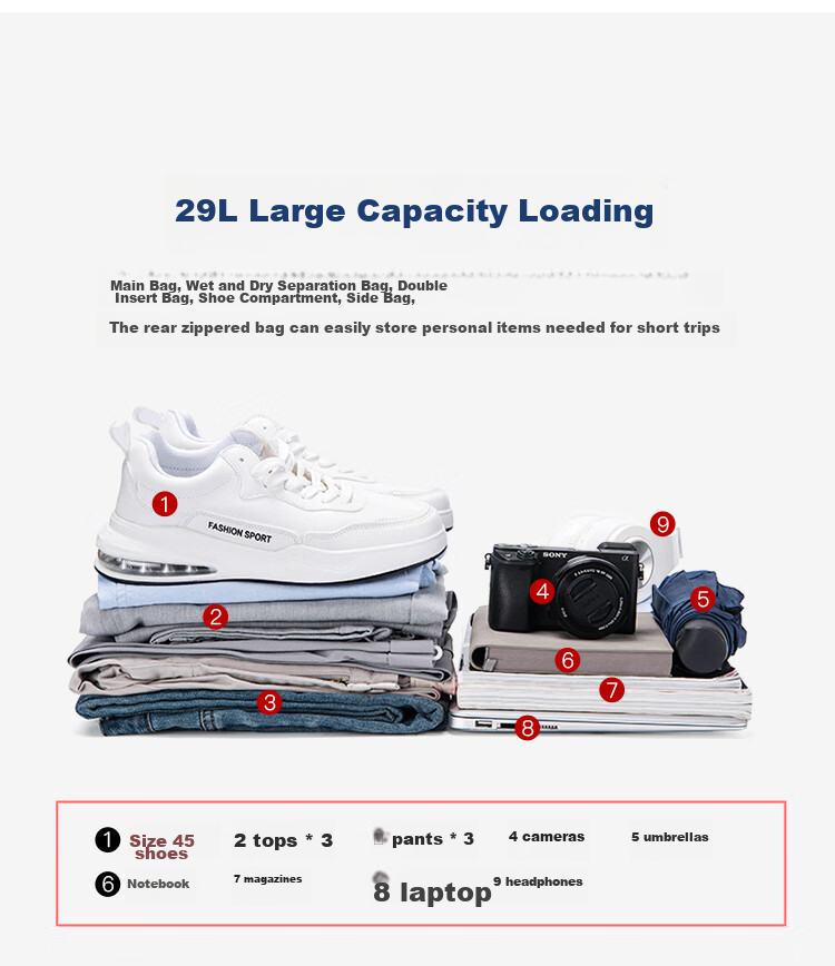 POLO Travel Bag for Men, Business Large Capacity Short-Distance Trip Commuter Luggage Handbag with Separate Shoe Compartment Storage Bag 13
