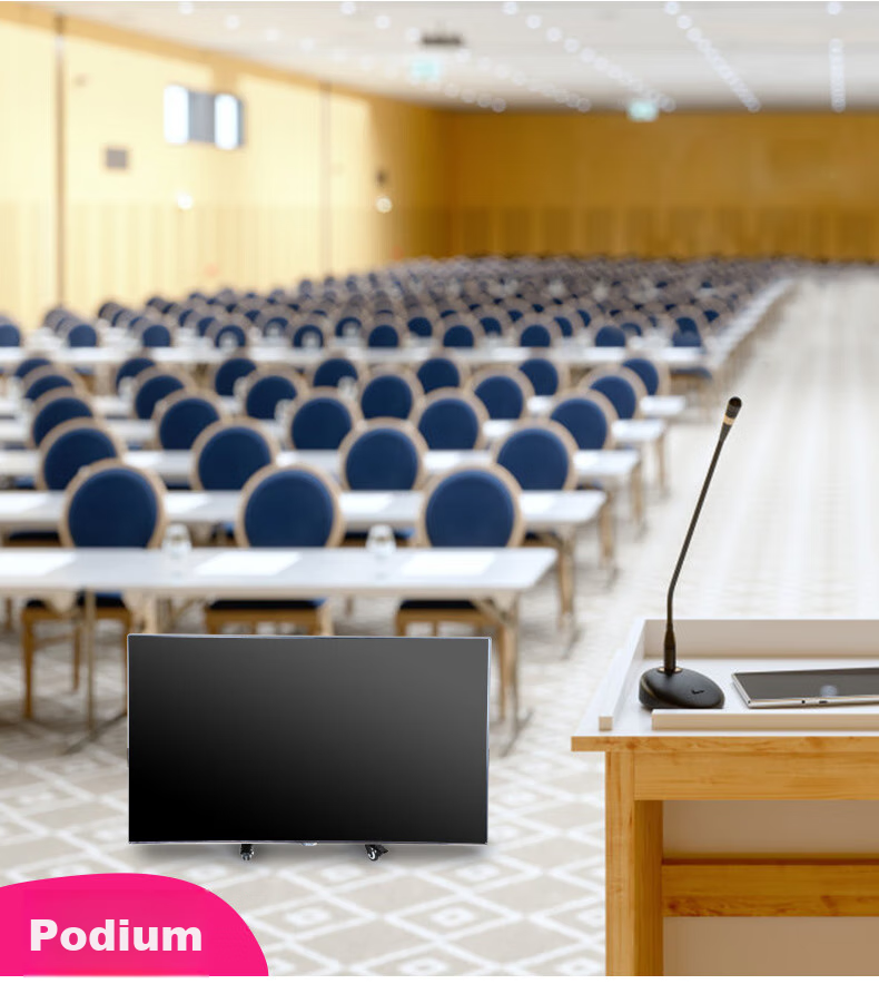 Jianleji 32-70 Inch TV Stage Cart, Podium Low Stand, Adjustable Tilt Angle, Floor-Standing Mobile Upright Bracket, Return Display, Return Viewing, Teleprompter, Advertising Machine with Wheels 17