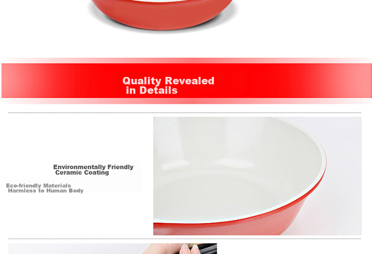 LOCK&LOCK Colorful Low-Oil Non-Stick Frying Pan with Salt Flat Bottom Ceramic Pan for Induction And Gas Stoves, Red, 28cm 17
