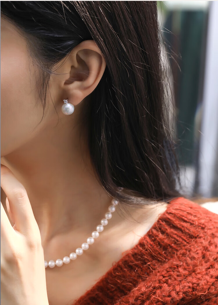 Haidi 10-11mm S925 Silver Classic Princess Style Freshwater Pearl Earrings, Stud Earrings for Women, Mother's Day Gift with Certificate 4