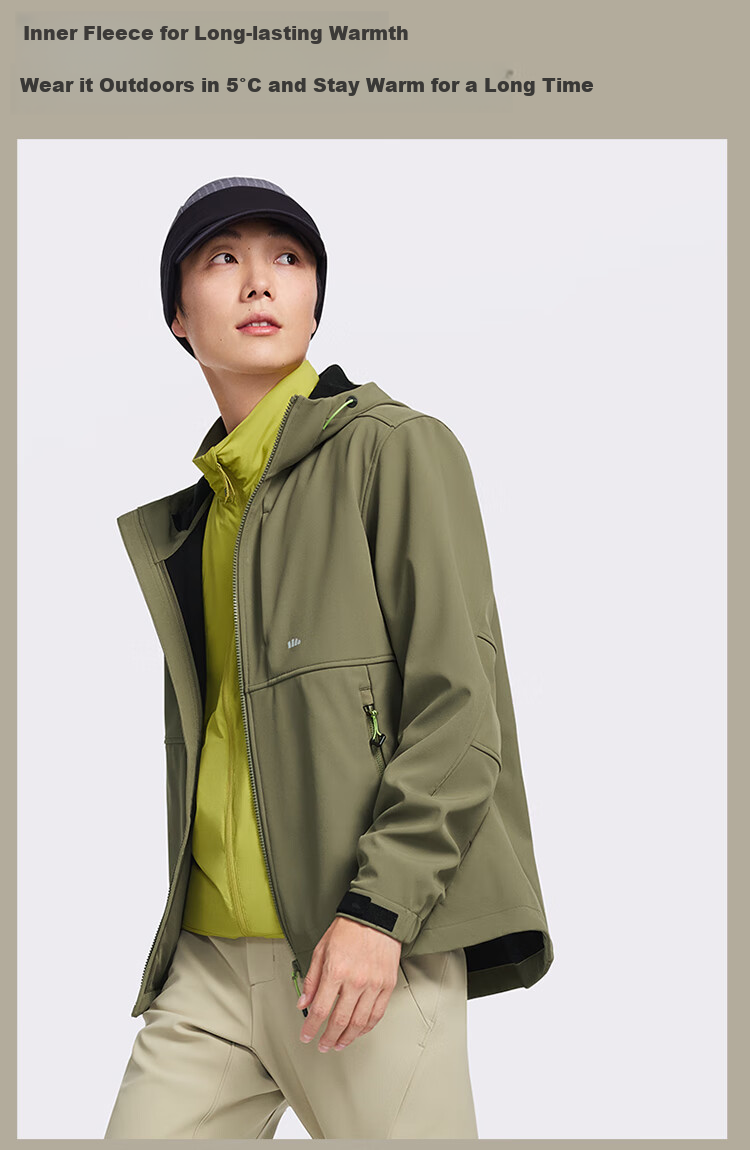 Beneunder Men's Jacket, Autumn And Winter Style, Soft Shell Jacket, High Elasticity, Warm Outerwear, Outdoor ST88324, Pine Nut Brown, XL 14