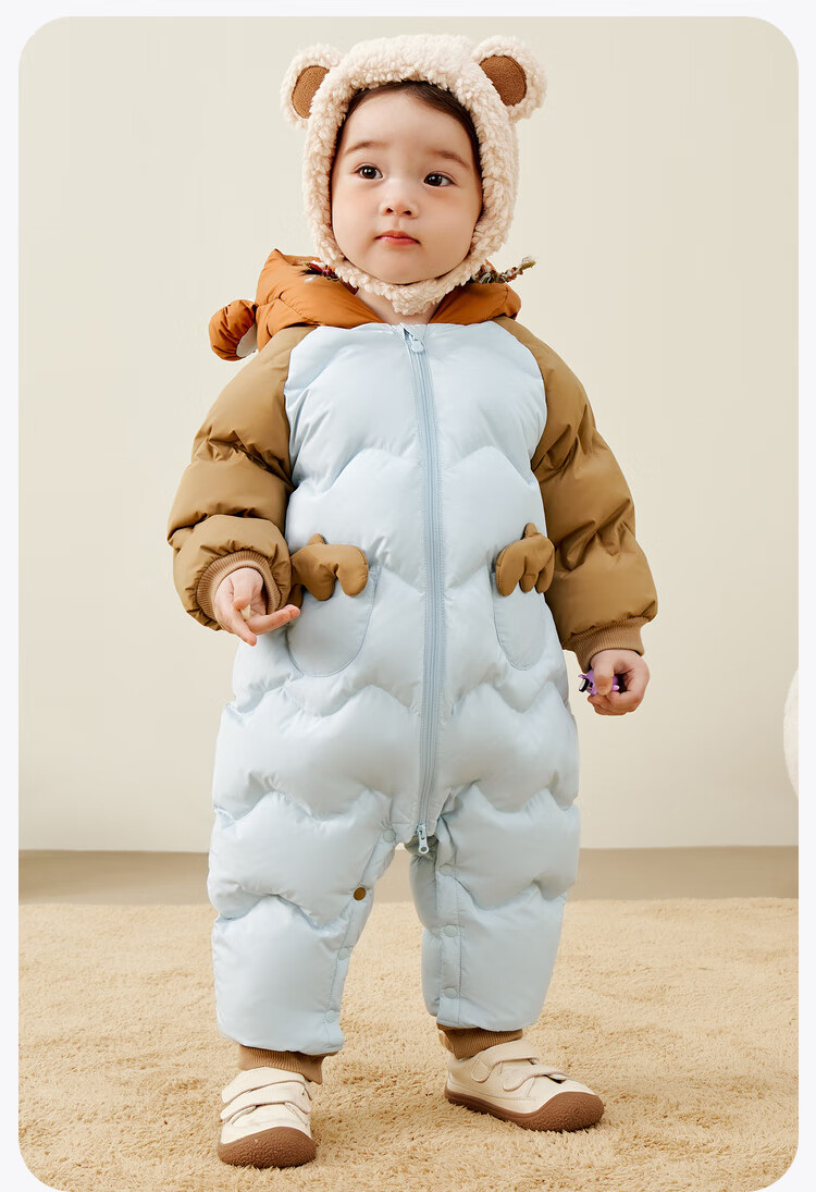 Minibala Newborn Baby down Jacket Onesie, Outdoor Wear for Boys And Girls, White Duck down Winter Coat 17