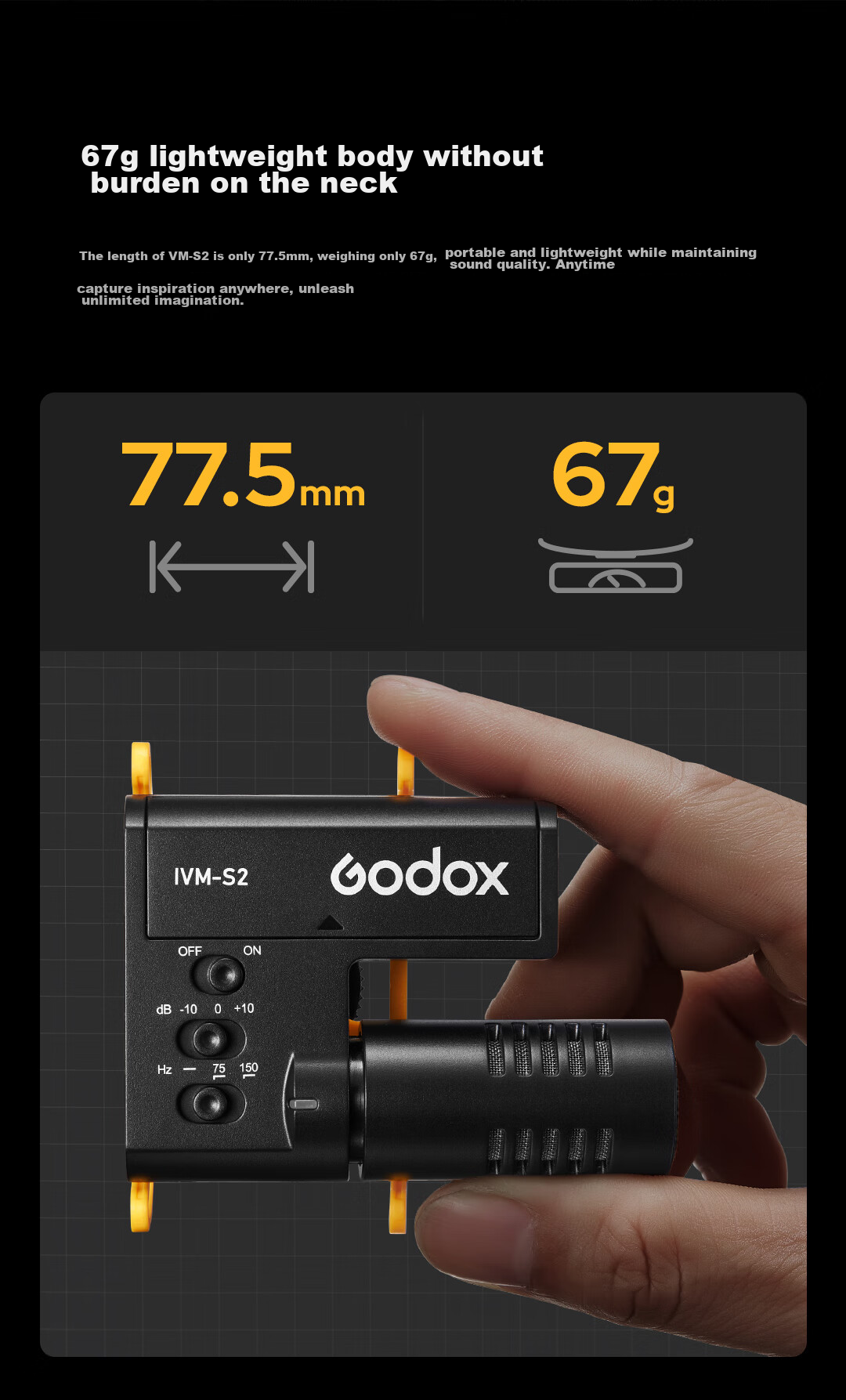 Godox IVM-S3 Lavalier Microphone with One-Key Noise Reduction for Video Recording, Vlog Audio Capture, Stereo Interview, Conference, Heart-Shaped Directional Condenser Microphone 6