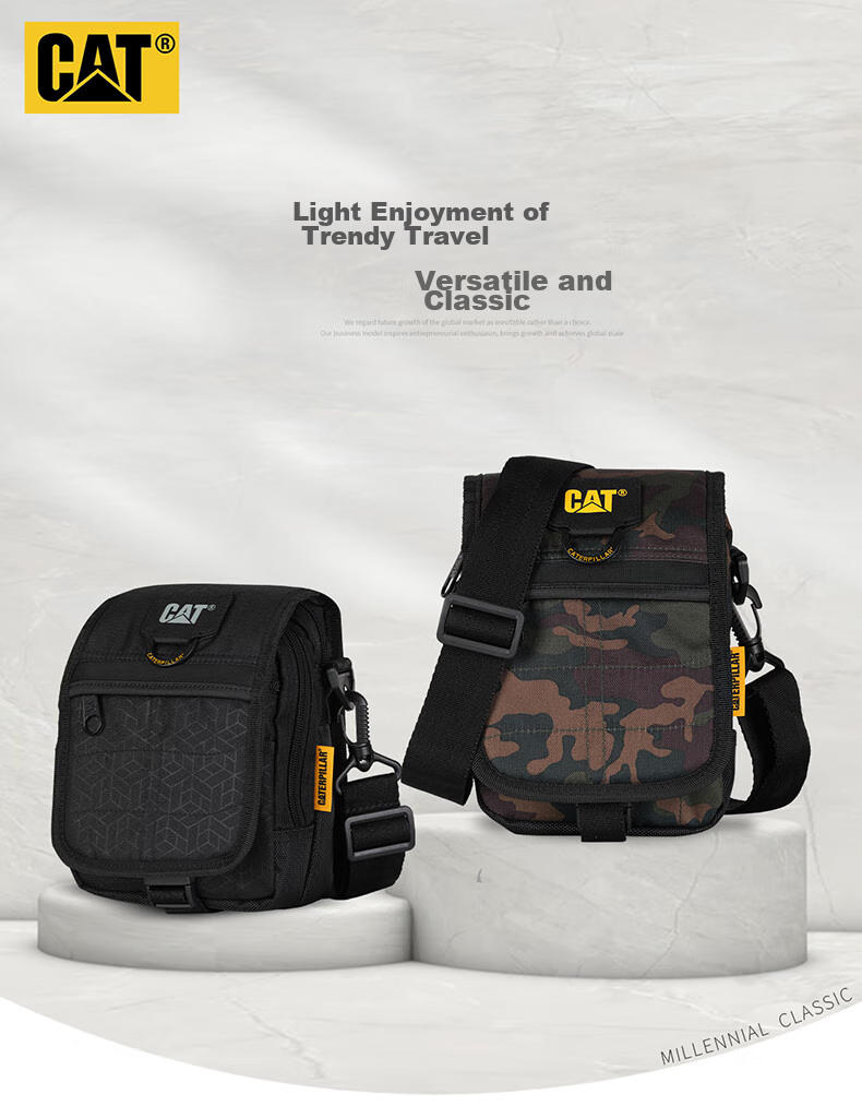 CAT Crossbody Bag, Shoulder Bag, Casual Mini Purse, Belt Bag, Flip-Top Bag, Tactical Workwear Gift, Dark Pattern Black 84172 2