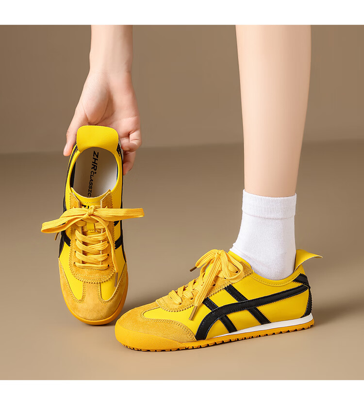 ZHR Ballet Flats for Women, Versatile Lightweight Sports Shoes, Comfortable Flat Casual Shoes, Thin-Soled Genuine Leather Forrest Gump White Sneakers 13