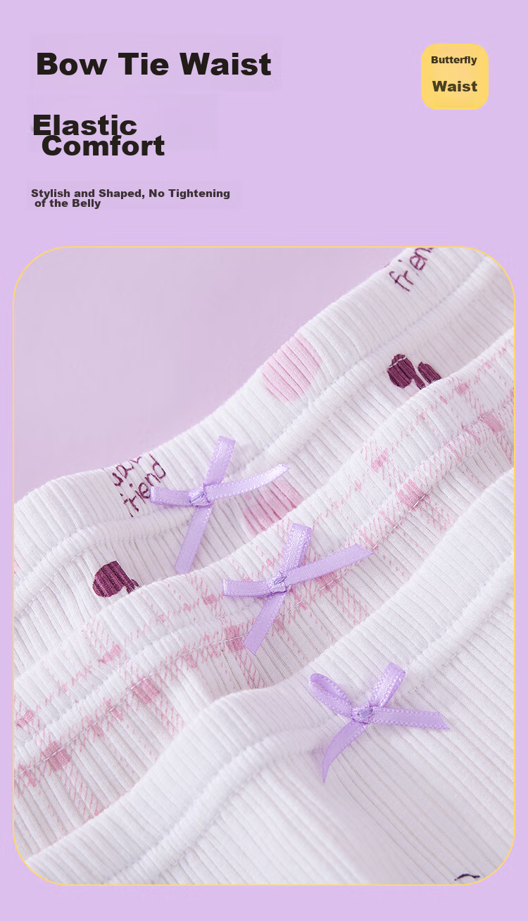 LangSha Children's Underwear, Girls' Underwear, 5A Antibacterial, Pure Cotton Boyshorts for Young Girls, 4-Pack, Kite And Little Rabbit Design, Size 140 6
