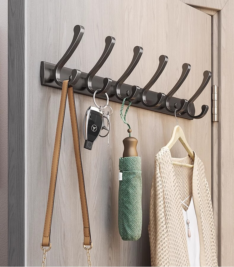Bahainiao [Double-Layer Hooks] Coat Hanger, Clothes Hook, Entrance Door Back Wall Coat And Hat Rack, No Drilling Required 2