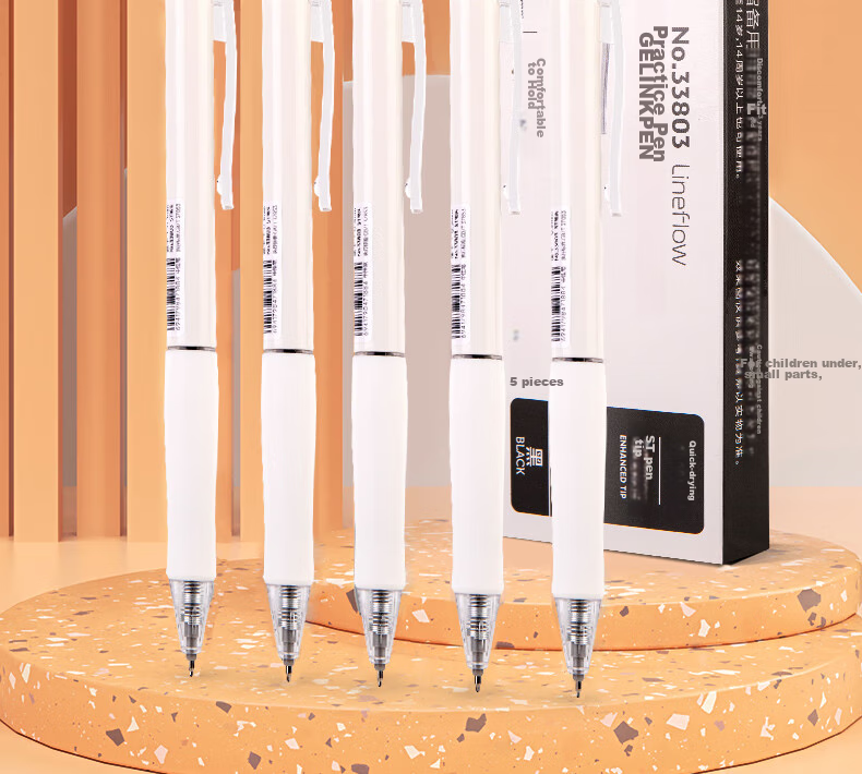 Deli Retractable Exam Pen for Beginners, Stylish ST Tip, Student Exam-Specific Gel Pen, Quick-Drying Smooth Writing, Black 0.5mm, 5 Pens/Box, 33803 for College Entrance Exams 18