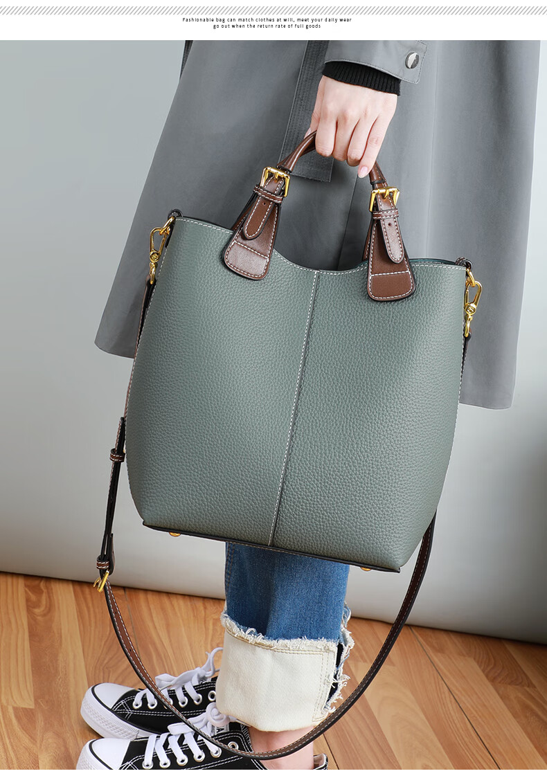 Viney Leather Handbag, Large Capacity Bucket Bag for Women, Luxury Tote Bag, Practical Birthday And Mother's Day Gift for Mom 8